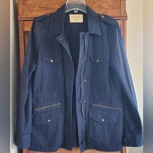 LILY ALDRIDGE FOR VELVET RUBY MILITARY JACKET IN NAVY SIZE MED EXCELLENT